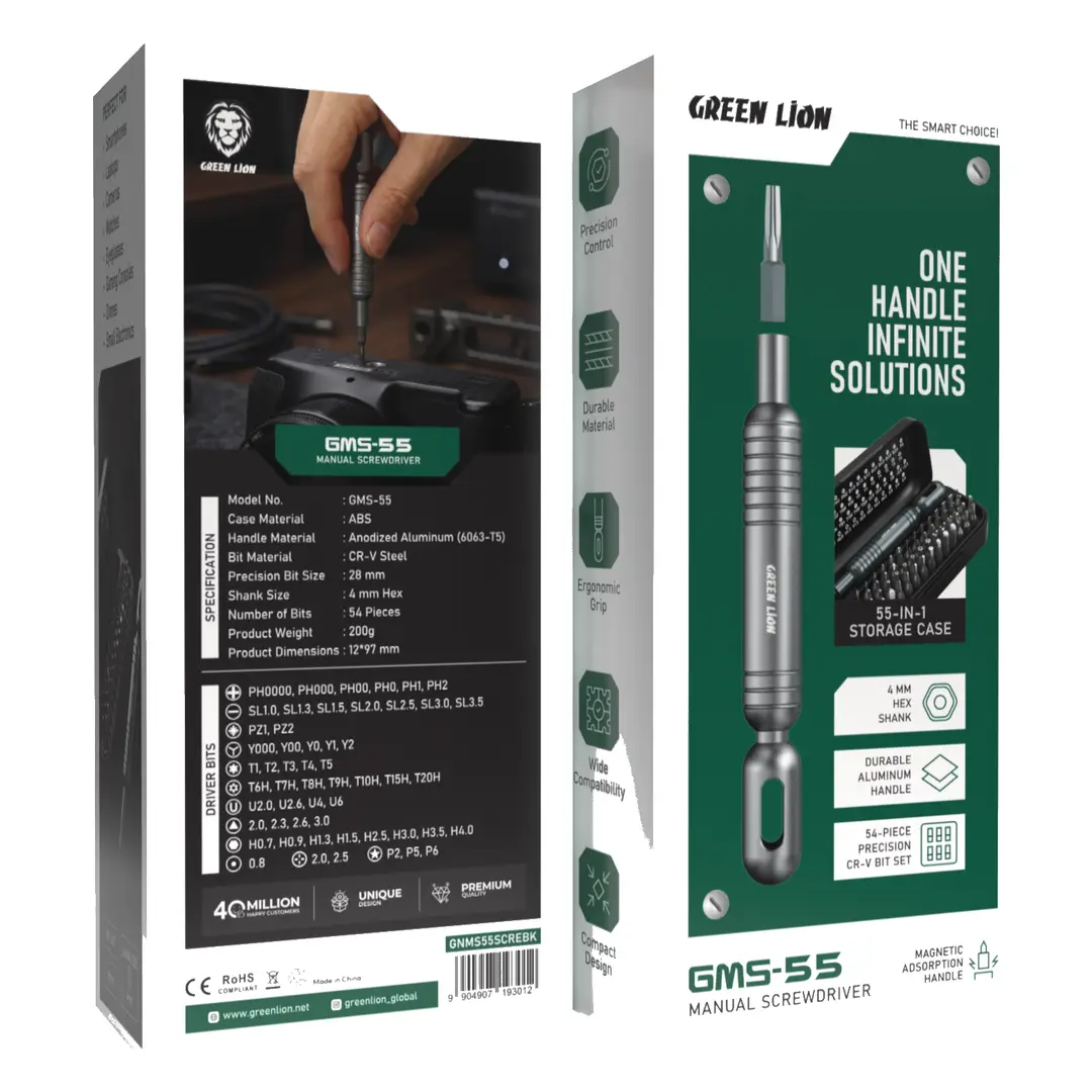 Green Lion GMS-55 Manual SCREWDRIVER - Black