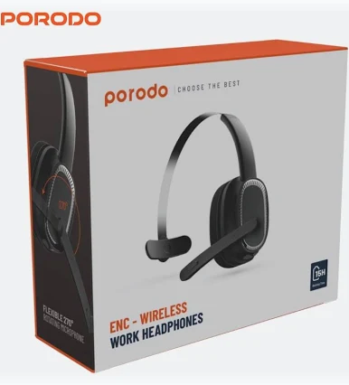 Porodo Mono Headphone with Microphone - Black