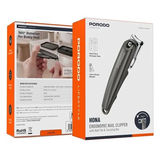Porodo Lifestyle Premium Stainless Steel Nail Clipper Set - Grey