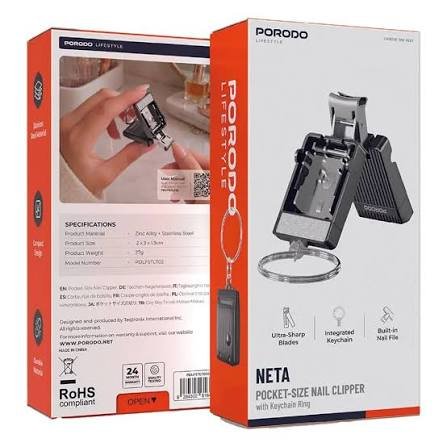 Porodo Lifestyle Mini Foldable Nail Clipper Keychain - Grey