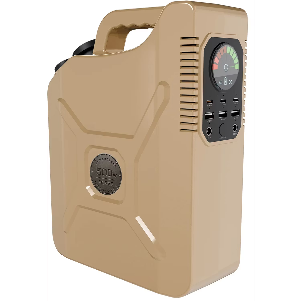 Powerology 500W Portable Power Station with 150000 mAh Battery - Desert Yellow
