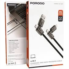 Porodo 4 in 1 240w Sillicone cable - Black